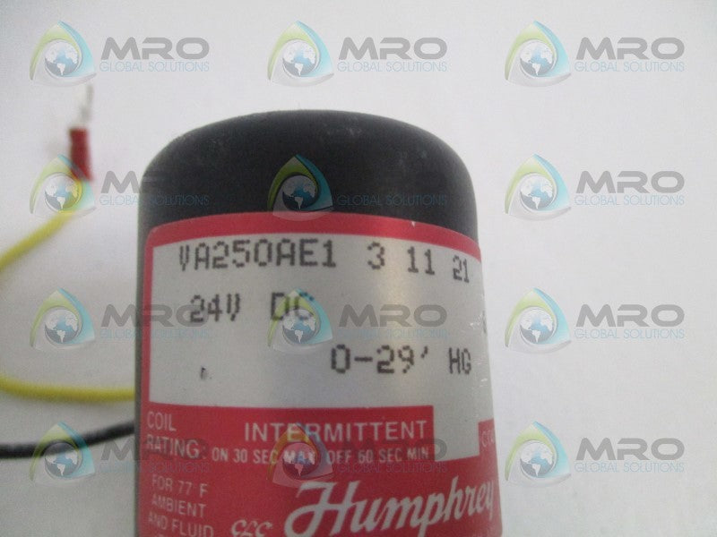 HUMPHREY VA250AE131021A SOLENOID VALVE 0-29"HG  UNMP