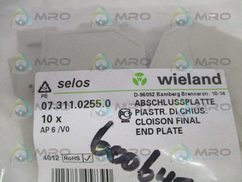 WIELAND 07.311.0255.0 END PLATE (PKG. OF 10)   NSMP