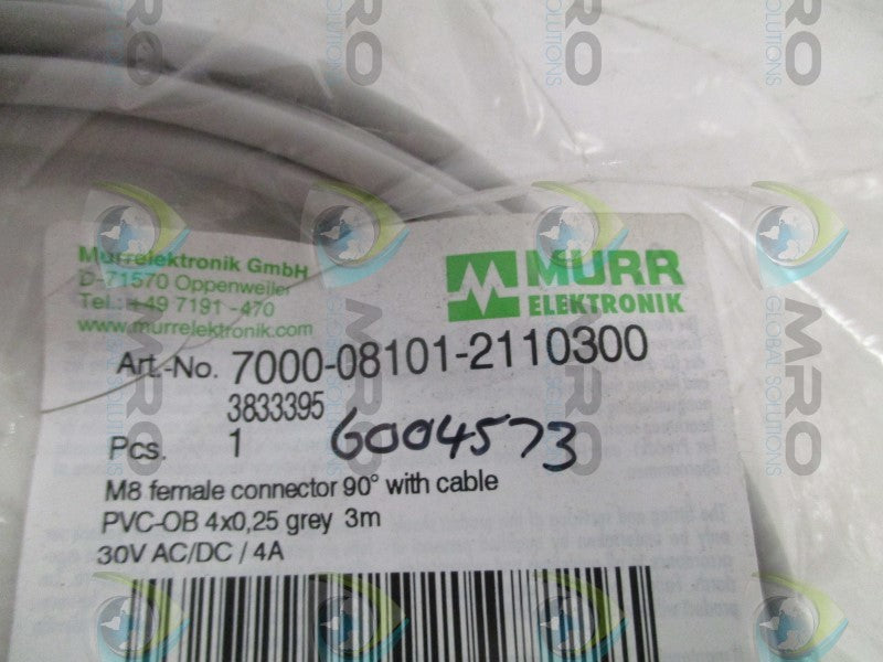 MURR ELEKTRONIK 7000-08101-2110300 FEMALE CONNECTOR CABLE  NSMP