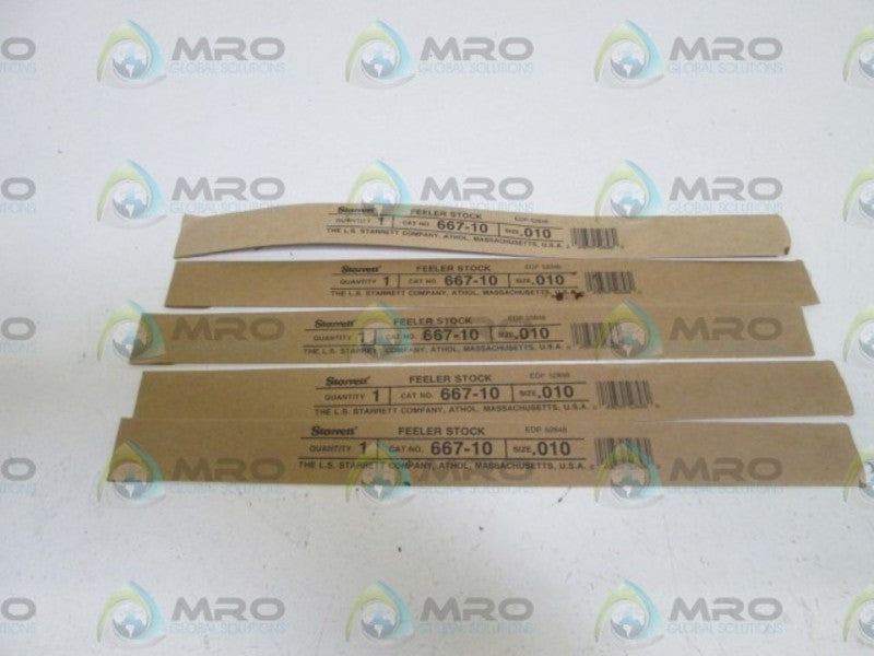 LOT OF 5 STARRETT FEELER STOCK SIZE 0.10 667-10 ORIGINAL PACKAGE