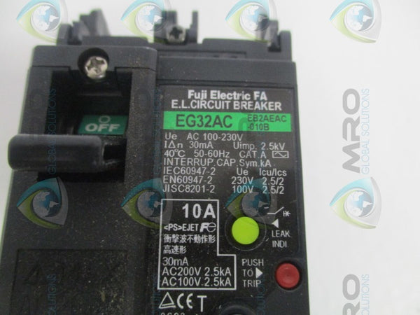 FUJI ELECTRIC EG32AC EB2AEAC-010B EARTH LEAKAGE CIRCUIT BREAKER 10A NSMP