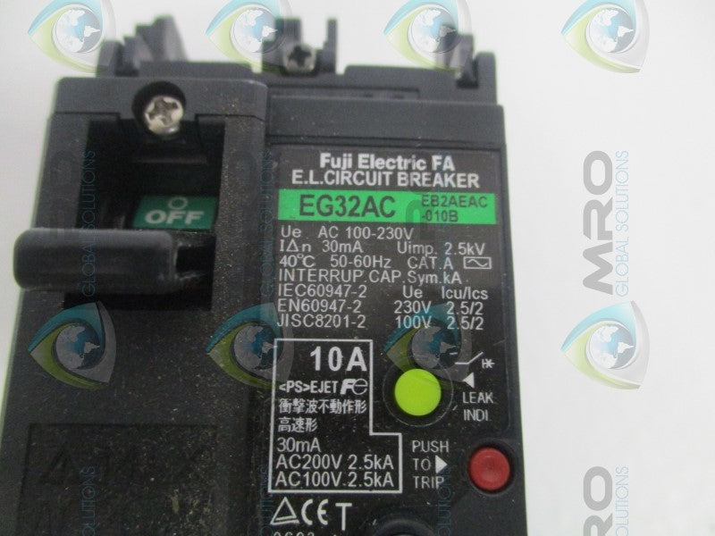 FUJI ELECTRIC EG32AC EB2AEAC-010B EARTH LEAKAGE CIRCUIT BREAKER 10A NSMP