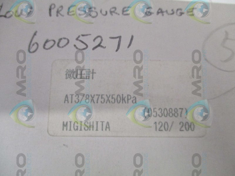 MIGISHITA AT3/8X75X50kPA PRESSURE GAUGE 0-50KPA NSMP
