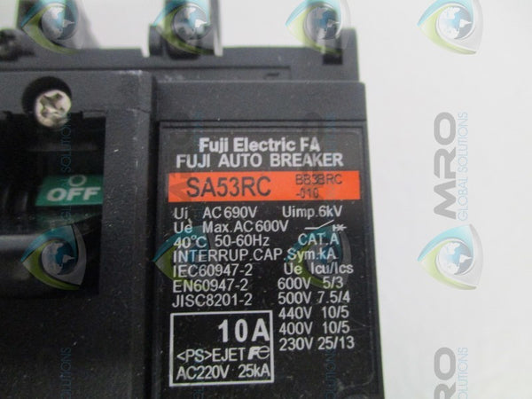 FUJI ELECTRIC SA53RC BB3BRC-010 AUTO BREAKER 10A NSMP