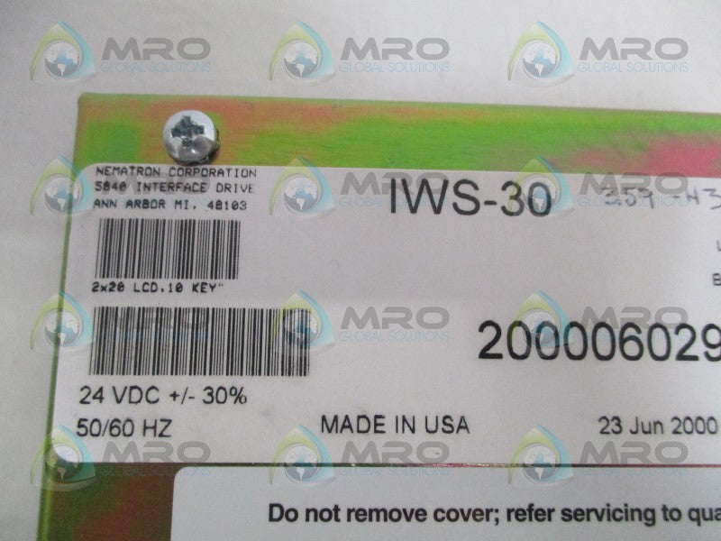 NEMATRON IWS-30 OPERATOR INTERFACE PANEL DISPLAY UNMP