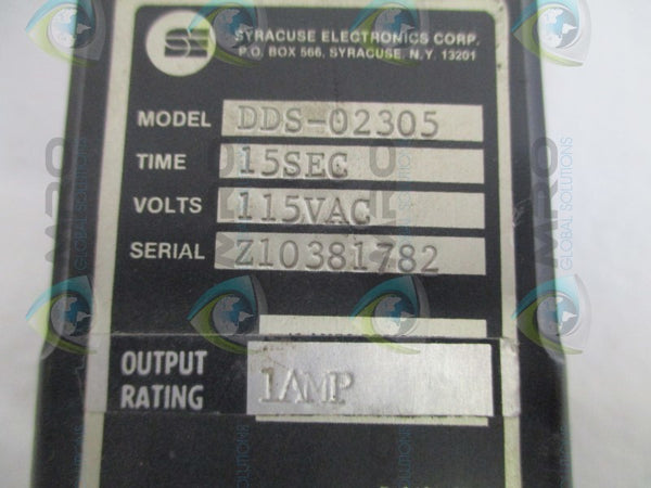 SYRACUSE ELECTRONICS DDS-02305 TIMER RELAY 15SEC UNMP