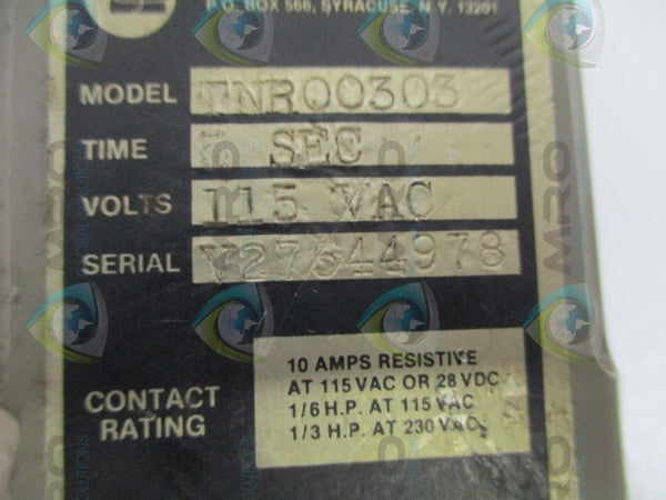 SYRACUSE ELECTRONICS TNR00303 TIMER RELAY 5SEC (AS PICTURED) UNMP