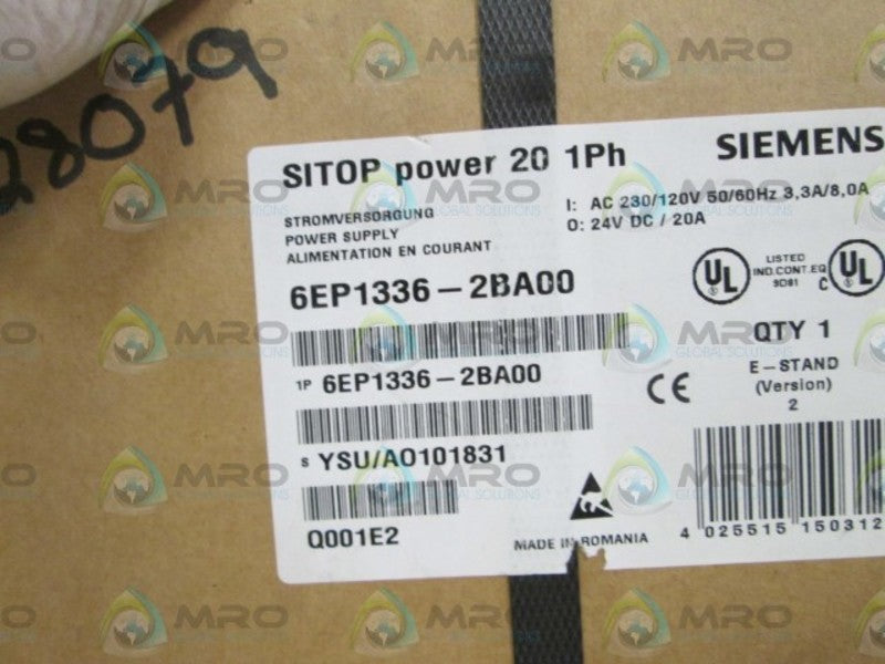 SIEMENS POWER SUPPLY 6EP1336-2BA00 NSFS