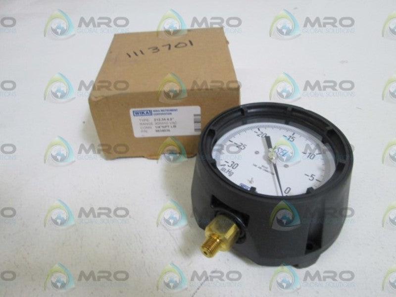WIKA GAUGE 212.34 4.5" 30INHG VAC 1/4" NPT LM 9834036 NSMP