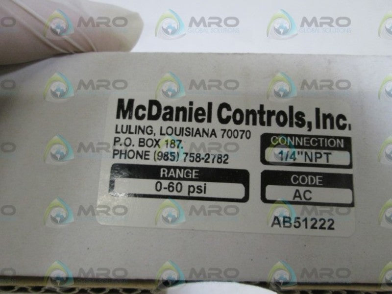 MC DANIEL CONTROLS, INC. GAUGE 1/4" NPT 0-60PSI AC NSMP