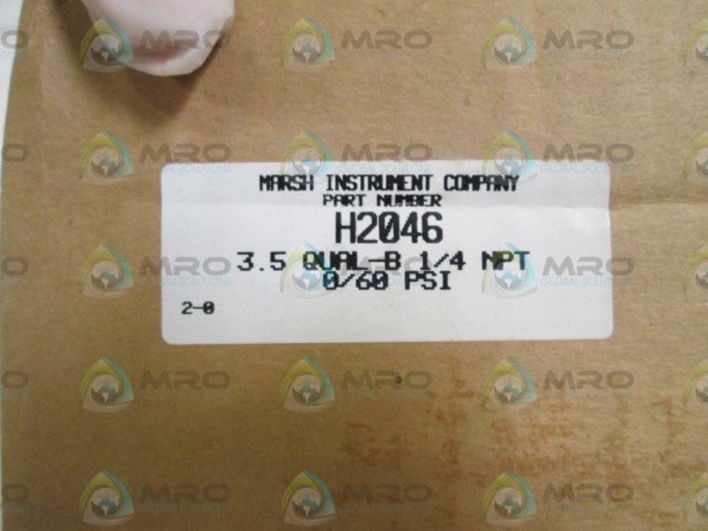 MARSH INSTRUMENT GAUGE 3.5" 1/4 NPT 0-60PSI H2046 NSMP
