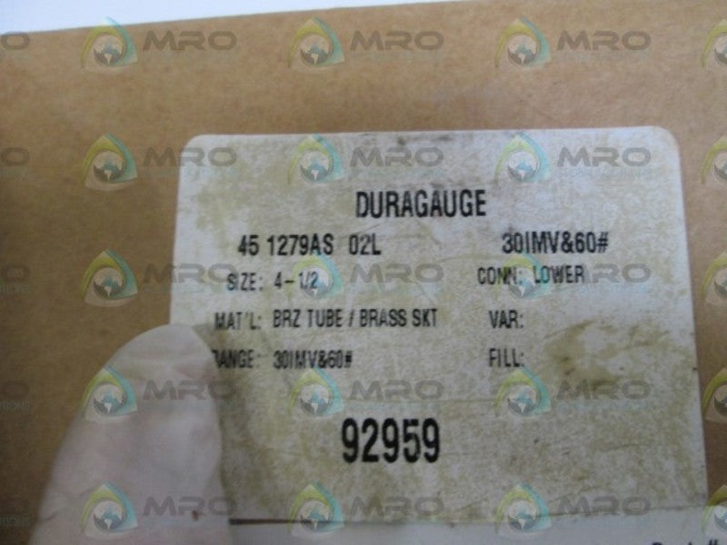ASHCROFT 451279AS02L-30IMV&60# DURAGAUGE 30-0 IMV 0-60 PSI  NSMP