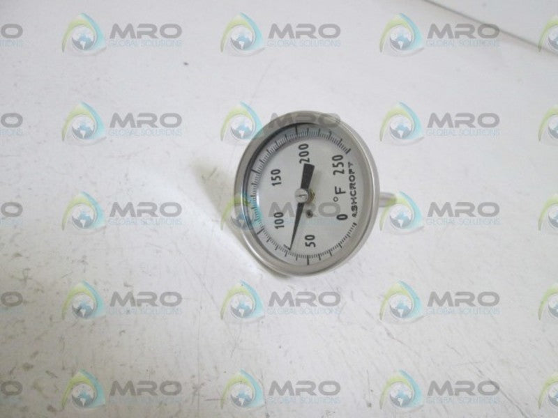 ASHCROFT 20EI60R025-0/250F BIMETAL THERMOMETER 2-1/2" STEM  NSMP
