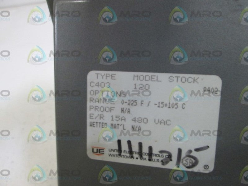 UNITED ELECTRIC TEMPERATURE CONTROL C403 120 NSNP