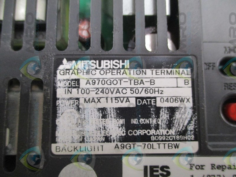 MITSUBISHI A970GOT-TBA-B GRAPHIC OPERATION TERMINAL PANEL  UNMP