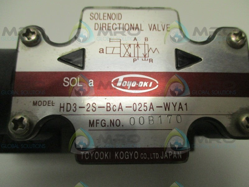 TOYOOKI HD3-2S-BCA-025A-WYA1 SOLENOID DIRECTIONAL VALVE  NSNP