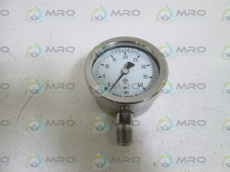 MC DANIEL CONTROLS, INC. GAUGE 1/4" NPT 0-40"WC K40" NSMP