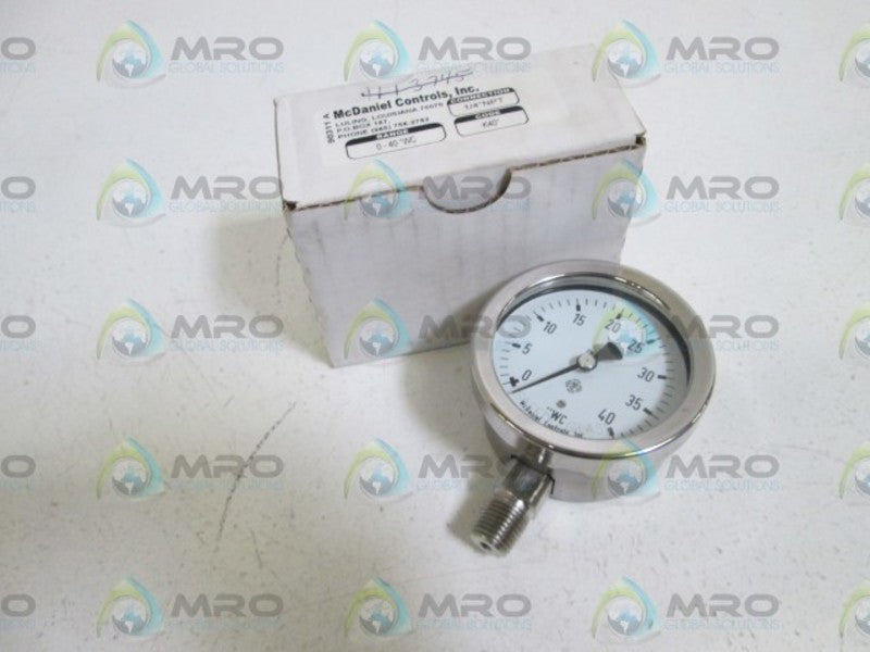 MC DANIEL CONTROLS, INC. GAUGE 1/4" NPT 0-40"WC K40" NSMP