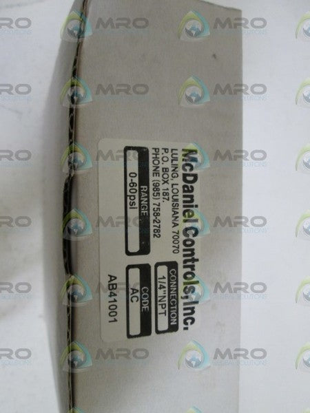 MC DANIEL CONTROLS, INC. GAUGE 1/4" NPT 0-60PSI AC NSMP