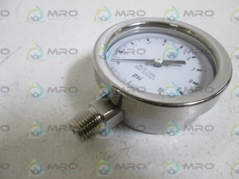 LOT OF 2 MC DANIEL CONTROLS, INC. GAUGE 1/4" NPT 0-10PSI K10 NSMP