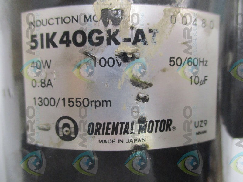 ORIENTAL MOTOR 5IK40GK-AT INDUCTION MOTOR 40W 100V 0.8A 1300/1550rpm  UNMP
