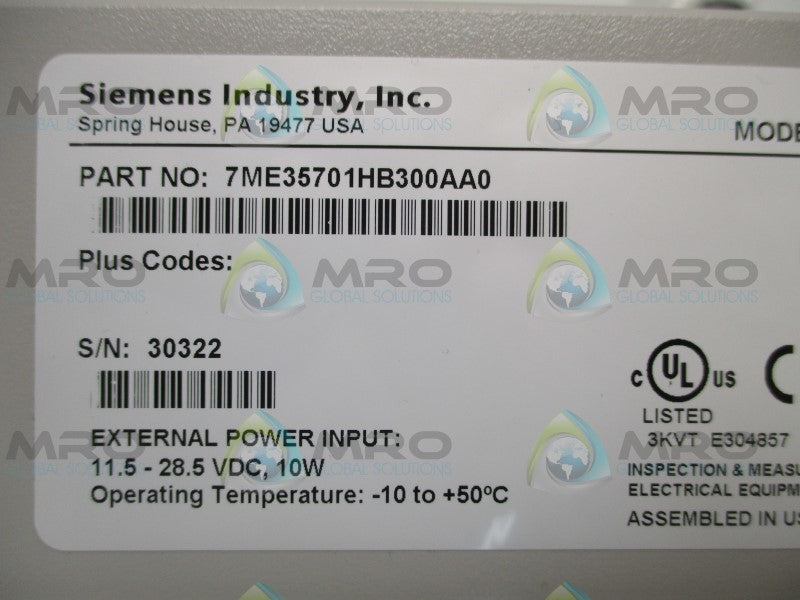 SIEMENS SITRANS 7ME35701HB300AA0 FST020 ULTRASONIC FLOWMETER  NSMP