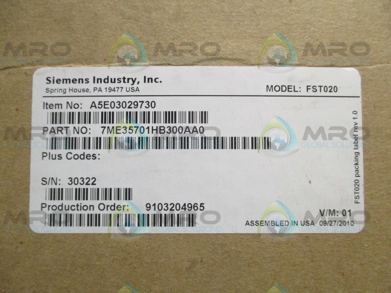 SIEMENS SITRANS 7ME35701HB300AA0 FST020 ULTRASONIC FLOWMETER  NSMP