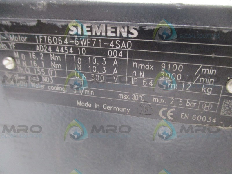 SIEMENS 1FT6064-6WF71-4SA0 SERVO MOTOR  NSNP