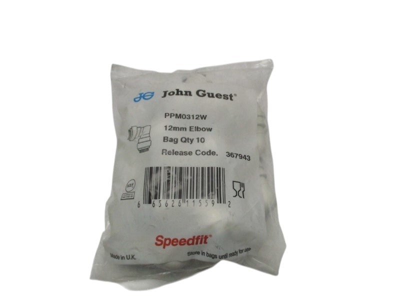 JOHN GUEST PPM0312W ELBOW 12mm (PKG. OF 10)  NSMP
