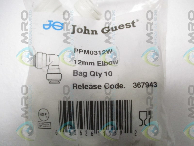 JOHN GUEST PPM0312W ELBOW 12mm (PKG. OF 10)  NSMP