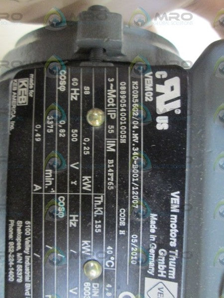 VEM MOTOR K20R56G2/04.MV.340-B001/12007 VEM02 NSNP