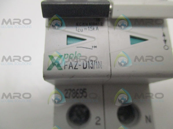 KLOCKNER MOELLER FAZ-D13/1N 278695 CIRCUIT BREAKER 13A  UNMP