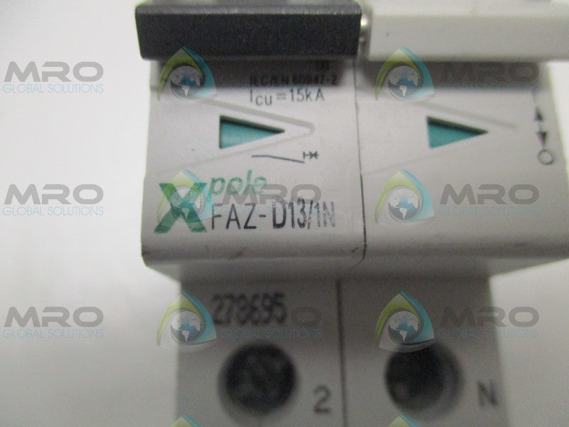 KLOCKNER MOELLER FAZ-D13/1N 278695 CIRCUIT BREAKER 13A  UNMP