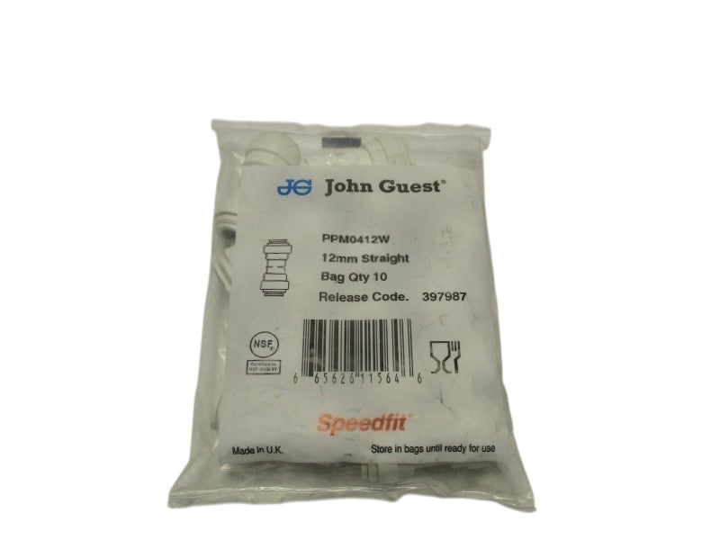 JOHN GUEST PPM0412W STRAIGHT CONN. 12mm (PKG. OF 10)  NSMP