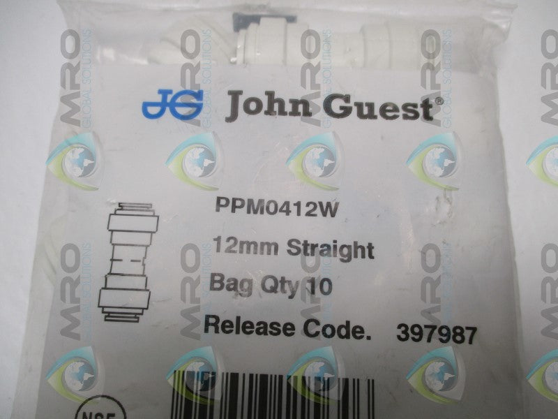 JOHN GUEST PPM0412W STRAIGHT CONN. 12mm (PKG. OF 10)  NSMP