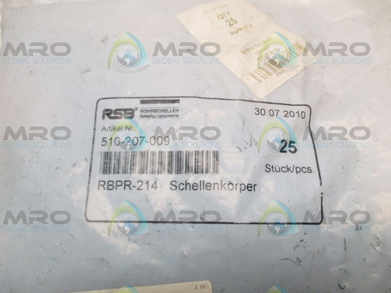 RSB 510-207-009 RBPR-214 CLAMP HALVES (PKG. OF 25)  NSMP