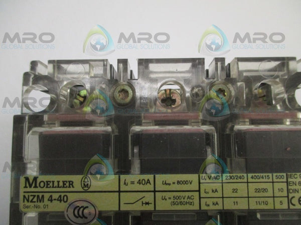 KLOCKNER MOELLER NZM4-40 CIRCUIT BREAKER 40A  UNMP