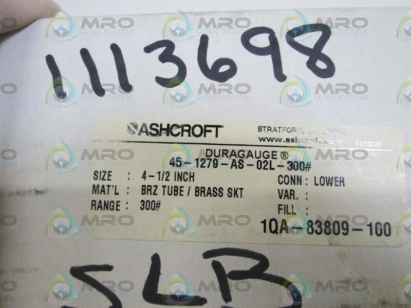 ASHCROFT 451279AS02L-300# DURAGAUGE 0-300 PSI  NSMP