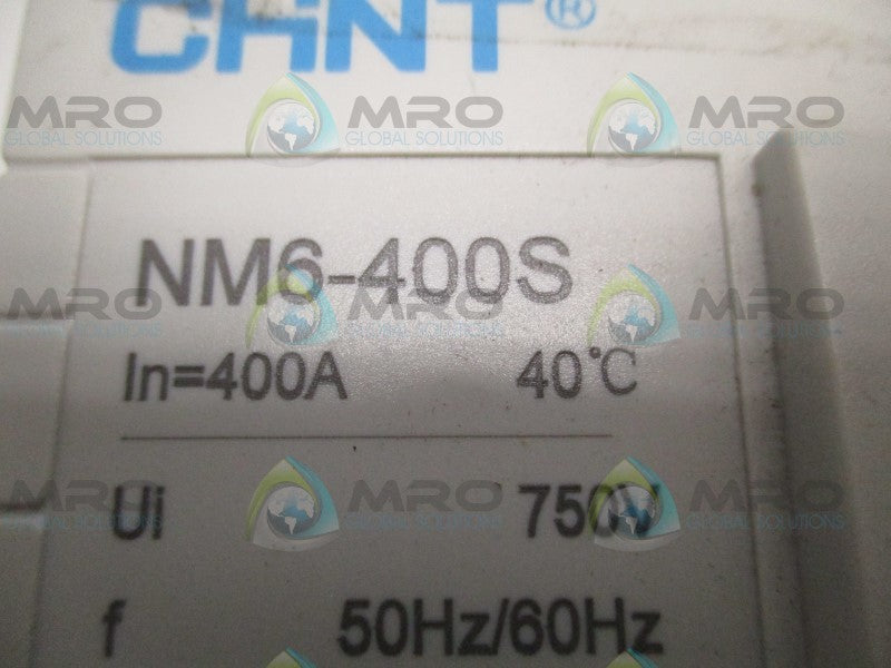 CHINT NM6-400S CIRCUIT BREAKER 400A (AS PICTURED)  UNMP