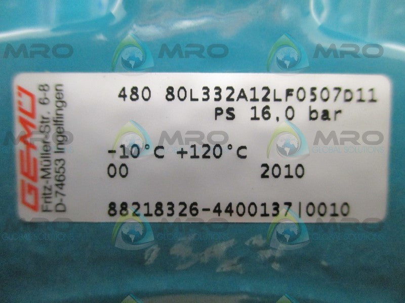 GEMU 48080L332A12LF0507D11 BUTTERFLY VALVE 3-1/4"  NSNP