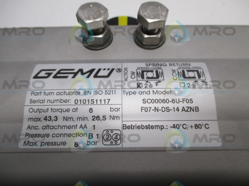 GEMU SC00060-6U-F05 F07-N-DS-14AZNB ACTUATOR  UNMP