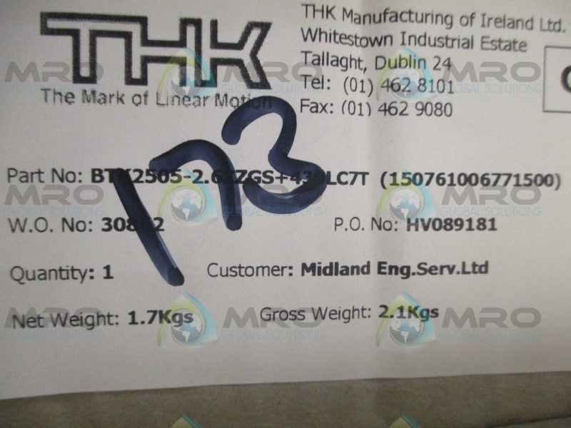 THK BTK2505-2.6ZZGS+430LC7T BALL SCREW  NSMP