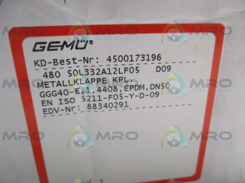 GEMU 48050L332A12LF05D09 BUTTERFLY VALVE 2"   NSMP