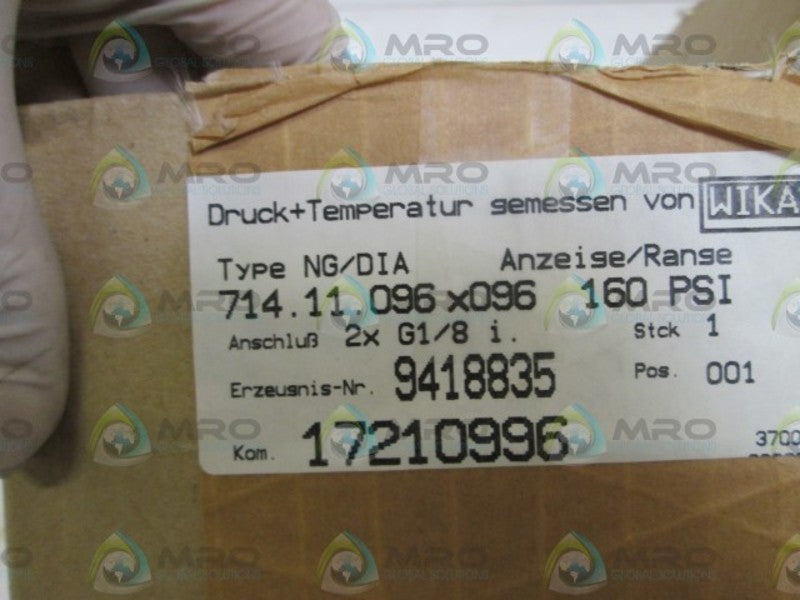 WIKA GAUGE  160PSI 714.11.096X096 NSMP