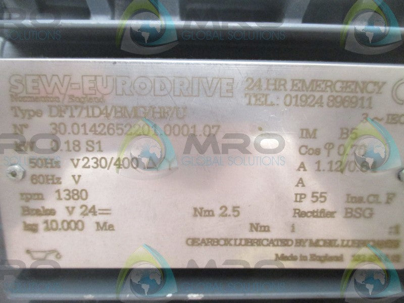 SEW EURODRIVE DFT71D4/BMG/HF/U GEAR MOTOR  NSNP