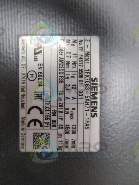 SIEMENS 1FK7063-5AH71-1FA5 SERVO MOTOR  NSMP