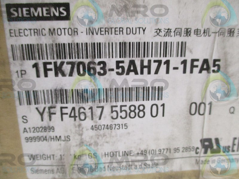 SIEMENS 1FK7063-5AH71-1FA5 SERVO MOTOR  NSMP