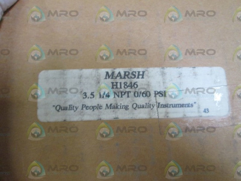 MARSH GAUGE 3.5" 1/4"NPT 0/60PSI H1846 NSMP