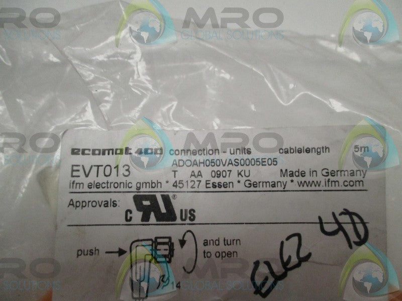 IFM EFECTOR EVT013 CORDSET CABLE  NSMP