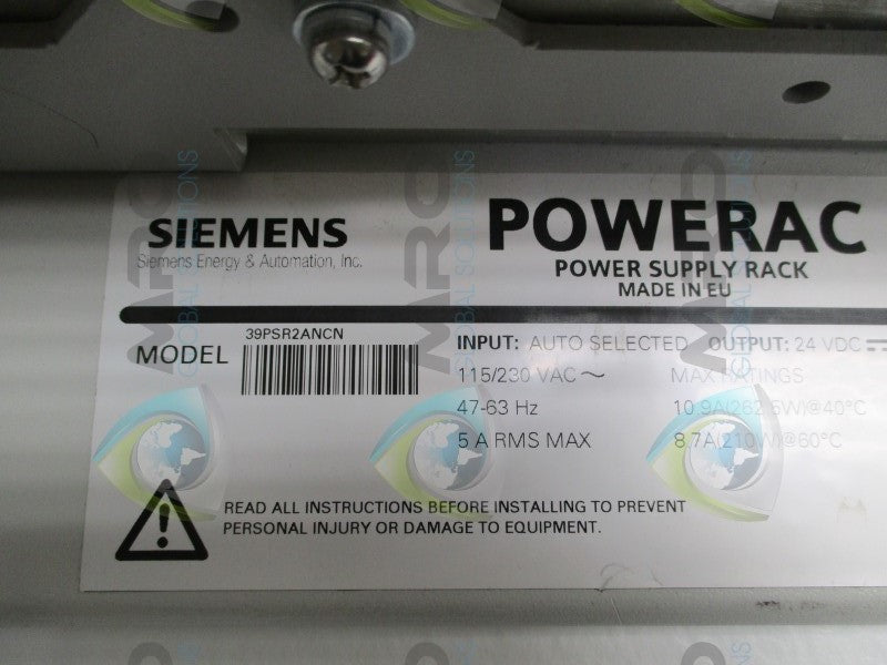 SIEMENS 39PSR2ANCN APACS+ POWERAC POWER SUPPLY RACK  NSNP